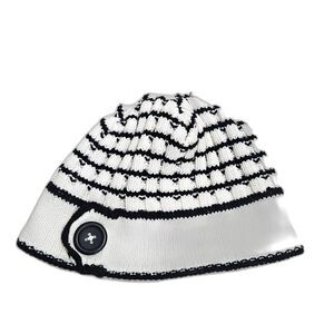 NILS Cotton Beanie with Fleece Headband Black and White Feminine Cute Retro Twee